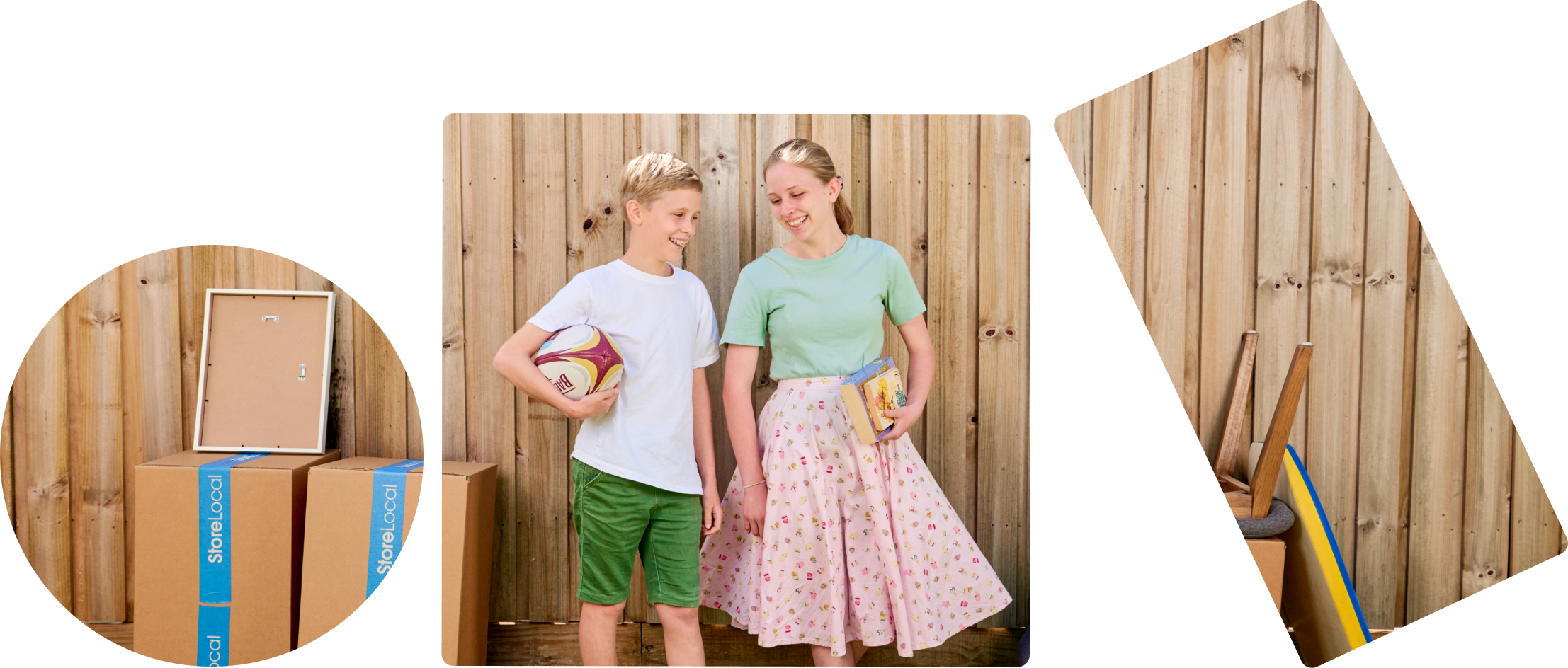 Hero Image A picture of a girl and a boy standing next to boxes.